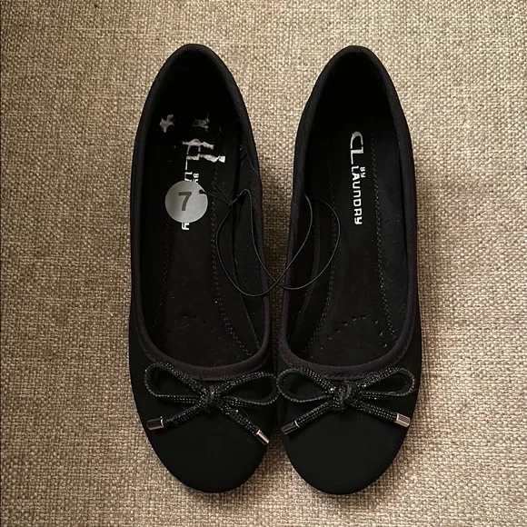 Chinese Laundry Black Faux Suede Ballet wedge with Bow - Picture 1 of 8